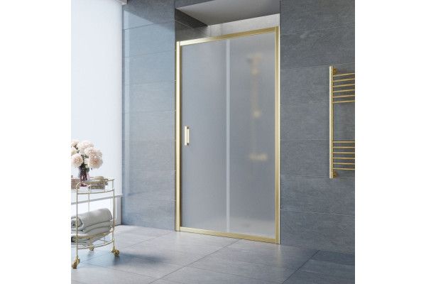 Душевая дверь в нишу Vegas Glass ZP TUR NOVO 160 09 10 160 см, профиль золото, стекло сатин, раздвижная