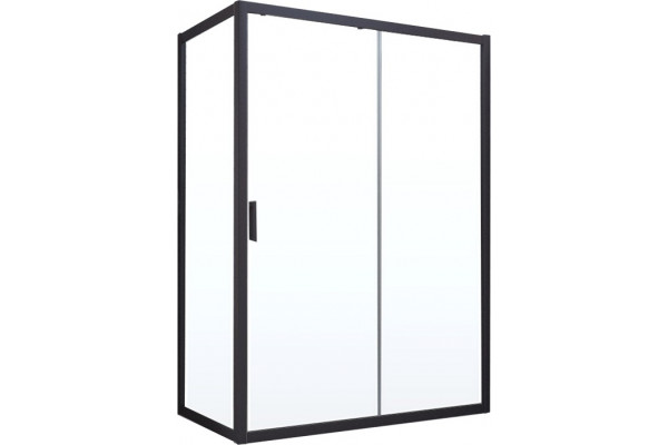 Душевой уголок Vegas Glass ZP+ZPV NOVO 140*100 02М 01 профиль черный матовый, стекло прозрачное, прямоугольный, двери раздвижные