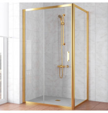 Душевой уголок Vegas Glass ZP+ZPV TUR NOVO 140*100 09 01 профиль золото, стекло прозрачное, прямоугольный, двери раздвижные
