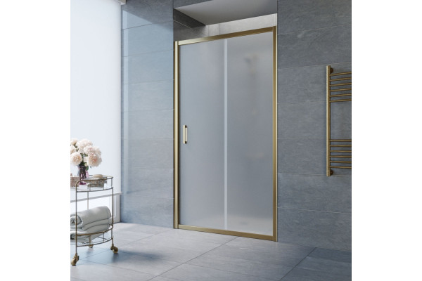 Душевая дверь в нишу Vegas Glass ZP TUR NOVO 150 05 10 150 см, профиль бронза, стекло сатин, раздвижная
