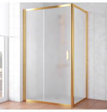 Душевой уголок Vegas Glass ZP+ZPV TUR NOVO 140*90 09 10 профиль золото, стекло сатин, прямоугольный, двери раздвижные