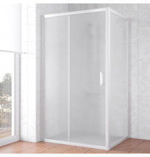 Душевой уголок Vegas Glass ZP+ZPV NOVO 140*90 01 10 профиль белый, стекло сатин, прямоугольный, двери раздвижные