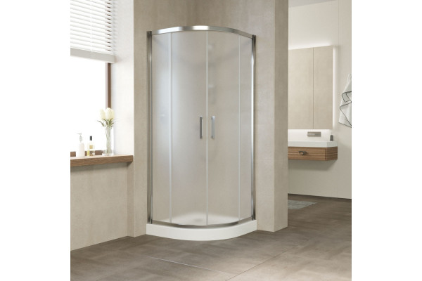 Душевой уголок Vegas Glass ZS Tur Novo 110 08 10 профиль глянцевый хром, стекло сатин, четверть круга, двери раздвижные