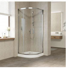 Душевой уголок Vegas Glass ZS Tur Novo 120 08 01 профиль глянцевый хром, стекло прозрачное, четверть круга, двери раздвижные
