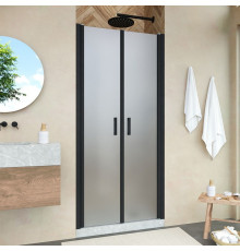 Душевая дверь в нишу Vegas Glass E2P Novo 70 02М 10 профиль черный матовый, стекло сатин, распашная