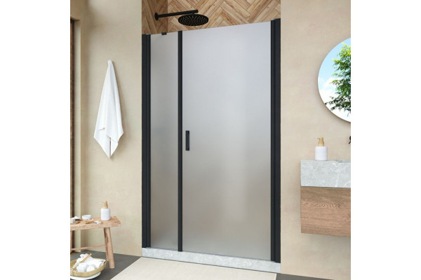 Душевая дверь в нишу Vegas Glass EP-F-2 Novo 175 02М 10 R профиль черный матовый, стекло сатин, распашная, правая