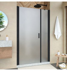 Душевая дверь в нишу Vegas Glass EP-F-2 Novo 155 02М 10 L профиль черный матовый, стекло сатин, распашная, левая