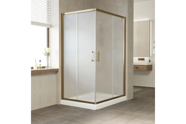 Душевой уголок Vegas Glass ZA-F Tur Novo 120*110 05 10 профиль бронза, стекло сатин, прямоугольный, двери раздвижные