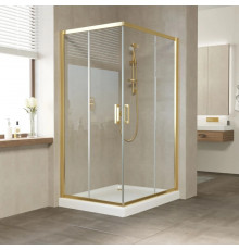 Душевой уголок Vegas Glass ZA-F Tur Novo 120*110 09 01 профиль золото, стекло прозрачное, прямоугольный, двери раздвижные