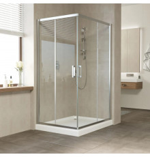 Душевой уголок Vegas Glass ZA-F Tur Novo 120*100 08 01 профиль глянцевый хром, стекло прозрачное, прямоугольный, двери раздвижные