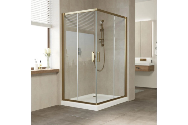 Душевой уголок Vegas Glass ZA-F Tur Novo 120*80 05 01 профиль бронза, стекло прозрачное, прямоугольный, двери раздвижные