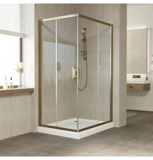 Душевой уголок Vegas Glass ZA-F Tur Novo 110*100 05 01 профиль бронза, стекло прозрачное, прямоугольный, двери раздвижные