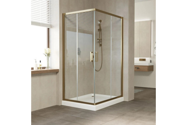 Душевой уголок Vegas Glass ZA-F Tur Novo 110*90 05 01 профиль бронза, стекло прозрачное, прямоугольный, двери раздвижные