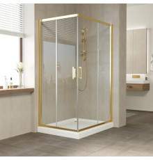 Душевой уголок Vegas Glass ZA-F Tur Novo 110*80 09 01 профиль золото, стекло прозрачное, прямоугольный, двери раздвижные