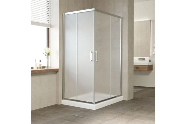 Душевой уголок Vegas Glass ZA-F Tur Novo 110*80 08 10 профиль глянцевый хром, стекло сатин, прямоугольный, двери раздвижные