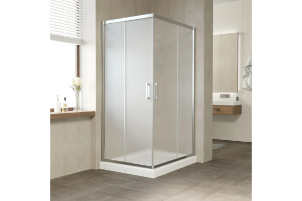 Душевой уголок Vegas Glass ZA-F Tur Novo 100*90 08 10 профиль глянцевый хром, стекло сатин, прямоугольный, двери раздвижные