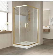 Душевой уголок Vegas Glass ZA-F Tur Novo 100*80 09 01 профиль золото, стекло прозрачное, прямоугольный, двери раздвижные