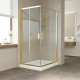 Душевой уголок Vegas Glass ZA-F Tur Novo 100*80 09 01 профиль золото, стекло прозрачное, прямоугольный, двери раздвижные