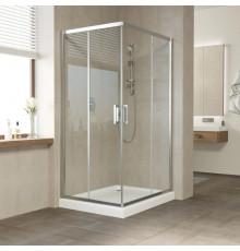 Душевой уголок Vegas Glass ZA-F Tur Novo 100*80 08 01 профиль глянцевый хром, стекло прозрачное, прямоугольный, двери раздвижные