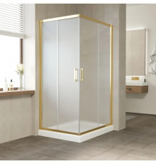 Душевой уголок Vegas Glass ZA-F Tur Novo 90*80 09 10 профиль золото, стекло сатин, прямоугольный, двери раздвижные