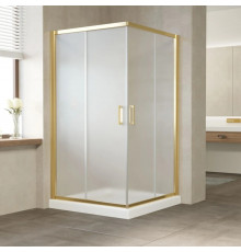Душевой уголок Vegas Glass ZA Tur Novo 120 09 10 профиль золото, стекло сатин, квадратный, двери раздвижные