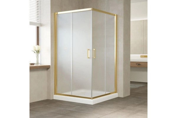 Душевой уголок Vegas Glass ZA Tur Novo 120 09 10 профиль золото, стекло сатин, квадратный, двери раздвижные