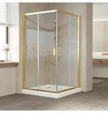Душевой уголок Vegas Glass ZA Tur Novo 120 09 01 профиль золото, стекло прозрачное, квадратный, двери раздвижные