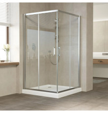 Душевой уголок Vegas Glass ZA Tur Novo 120 08 01 профиль глянцевый хром, стекло прозрачное, квадратный, двери раздвижные