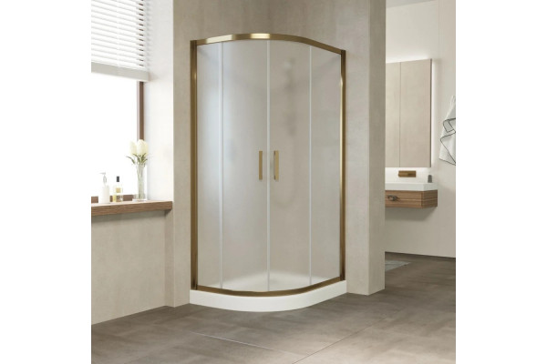 Душевой уголок Vegas Glass ZS-F Tur Novo 120*110 05 10 профиль бронза, стекло сатин, прямоугольный-асимметричный, двери раздвижные