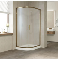 Душевой уголок Vegas Glass ZS-F Tur Novo 100*80 05 10 профиль бронза, стекло сатин, прямоугольный-асимметричный, двери раздвижные