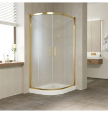 Душевой уголок Vegas Glass ZS-F Tur Novo 120*110 09 10 профиль золото, стекло сатин, прямоугольный-асимметричный, двери раздвижные