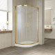 Душевой уголок Vegas Glass ZS-F Tur Novo 110*100 09 10 профиль золото, стекло сатин, прямоугольный-асимметричный, двери раздвижные