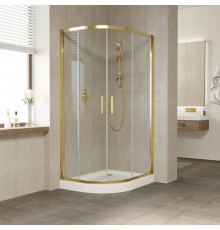 Душевой уголок Vegas Glass ZS-F Tur Novo 100*90 09 01 профиль золото, стекло прозрачное, прямоугольный-асимметричный, двери раздвижные