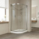 Душевой уголок Vegas Glass ZS-F Tur Novo 100*80 08 01 профиль глянцевый хром, стекло прозрачное, прямоугольный-асимметричный, двери раздвижные