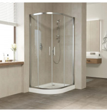 Душевой уголок Vegas Glass ZS-F Tur Novo 90*80 08 01 профиль глянцевый хром, стекло прозрачное, прямоугольный-асимметричный, двери раздвижные