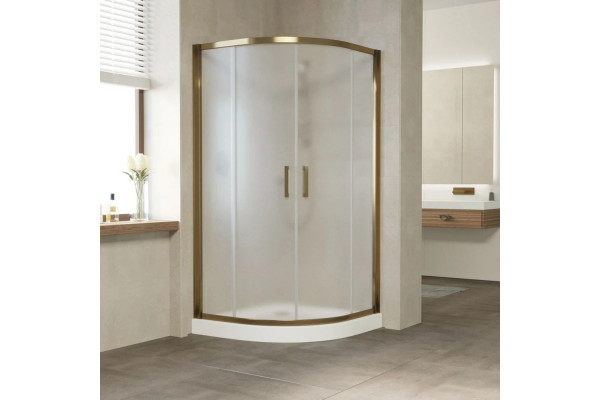 Душевой уголок Vegas Glass ZS Tur Novo 120 05 10 профиль бронза, стекло сатин, четверть круга, двери раздвижные