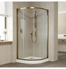 Душевой уголок Vegas Glass ZS Tur Novo 100 05 01 профиль бронза, стекло прозрачное, четверть круга, двери раздвижные