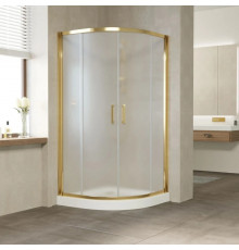 Душевой уголок Vegas Glass ZS Tur Novo 120 09 10 профиль золото, стекло сатин, четверть круга, двери раздвижные