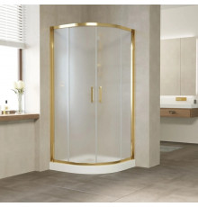 Душевой уголок Vegas Glass ZS Tur Novo 110 09 10 профиль золото, стекло сатин, четверть круга, двери раздвижные
