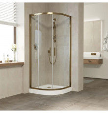 Душевой уголок Vegas Glass ZS Tur Novo 80 05 01 профиль бронза, стекло прозрачное, четверть круга, двери раздвижные