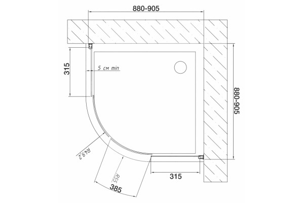 Душевой уголок Vegas Glass ZS 0090 01 01 стекло прозрачное, 90, четверть круга, двери раздвижные