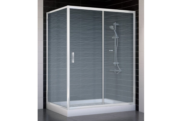 Душевой уголок Vegas Glass ZP+ZPV 140*90 01 02 стекло шиншилла, 140x90, прямоугольный, двери раздвижные