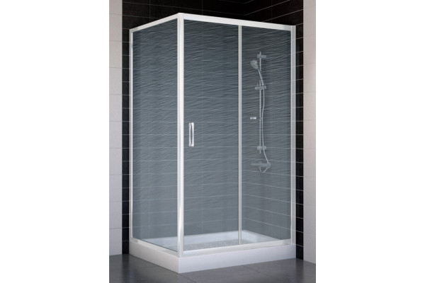 Душевой уголок Vegas Glass ZP+ZPV 100*90 01 02 стекло шиншилла, 100x90, прямоугольный, двери раздвижные