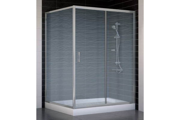 Душевой уголок Vegas Glass ZP+ZPV 140*100 07 02 стекло шиншилла, 140x100, прямоугольный, двери раздвижные