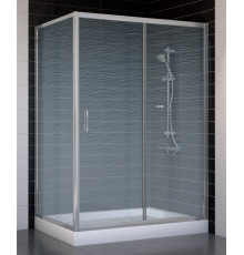 Душевой уголок Vegas Glass ZP+ZPV 130*80 07 02 стекло шиншилла, 130x80, прямоугольный, двери раздвижные