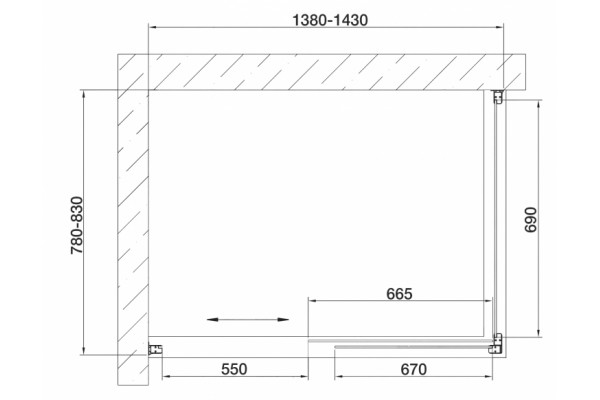 Душевой уголок Vegas Glass ZP+ZPV 140*80 07 01 стекло прозрачное, 140x80, прямоугольный, двери раздвижные