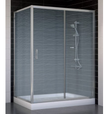 Душевой уголок Vegas Glass ZP+ZPV 140*80 07 02 стекло шиншилла, 140x80, прямоугольный, двери раздвижные