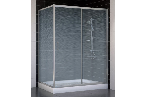 Душевой уголок Vegas Glass ZP+ZPV 140*80 07 02 стекло шиншилла, 140x80, прямоугольный, двери раздвижные