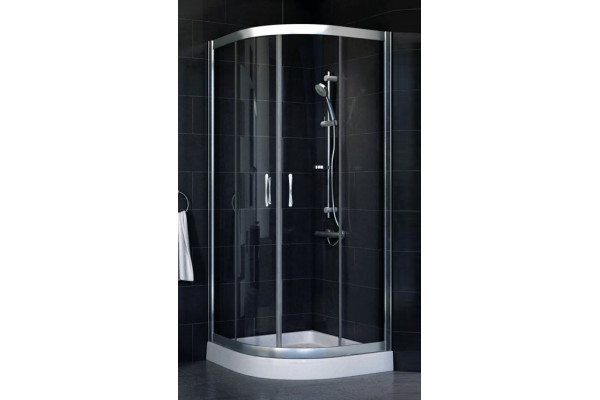 Душевой уголок Vegas Glass ZS-F 80*90 08 01 стекло прозрачное, 80х90, четверть круга, двери раздвижные