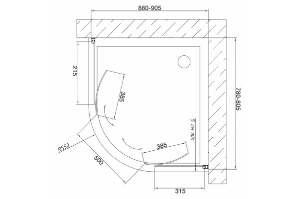 Душевой уголок Vegas Glass ZS-F 80*90 08 01 стекло прозрачное, 80х90, четверть круга, двери раздвижные